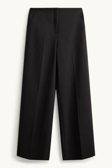 Damen - Business-Hose - High Waist - Wide Leg - schwarz