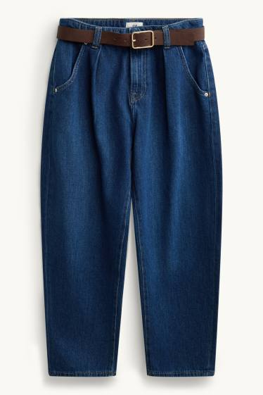 Donna - Barrel jeans con cintura - vita alta - jeans blu
