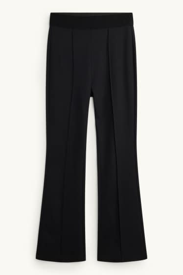 Femei - Pantaloni de stofă - talie înaltă - evazați - negru