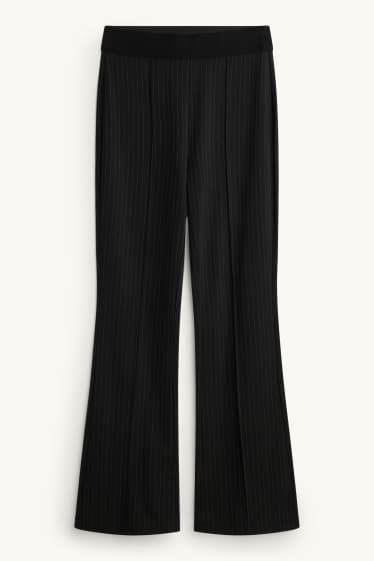 Femmes - Pantalon en toile - high waist - coupe évasée - motif à rayures - noir