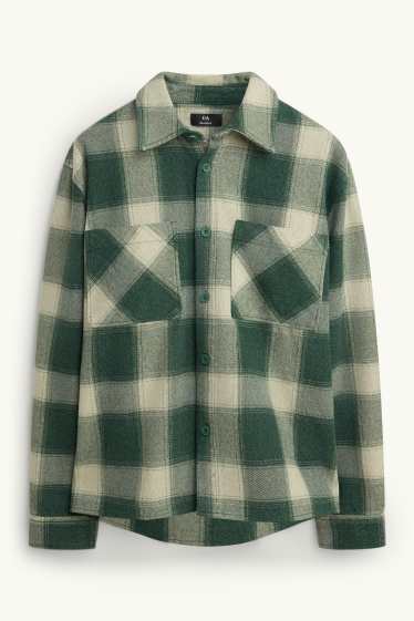 Hommes - Chemise - relaxed fit - col kent - à carreaux - vert