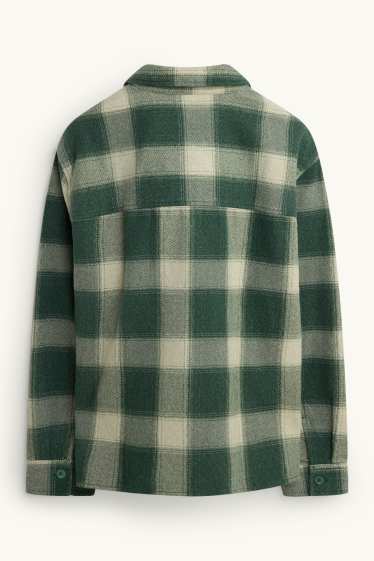 Hommes - Chemise - relaxed fit - col kent - à carreaux - vert