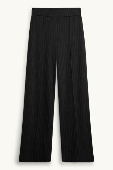 Women - Trousers - high waist - wide leg - shiny - black