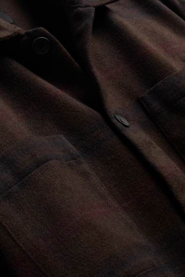 Hommes - Chemise - relaxed fit - col kent - à carreaux - marron foncé