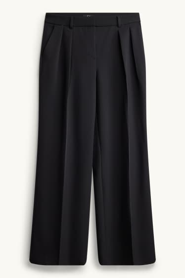 Damen - Business-Hose - High Waist - Wide Leg - schwarz