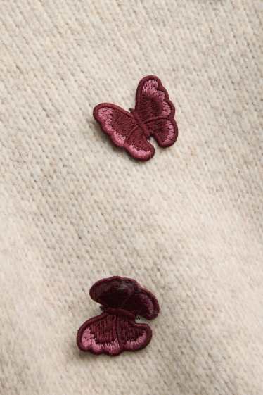 Kinderen: meisjes - Vlinder - trui - beige / bordeaux