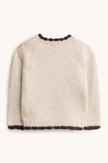 Kinderen: meisjes - Vlinder - trui - beige / bordeaux