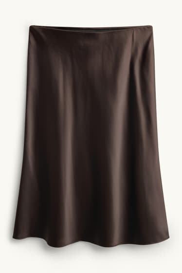 Women - Satin skirt - dark brown