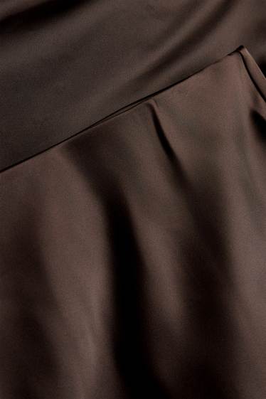 Women - Satin skirt - dark brown