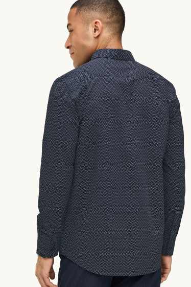 Hommes - Chemise - regular fit - col button-down - à motif - bleu foncé / blanc