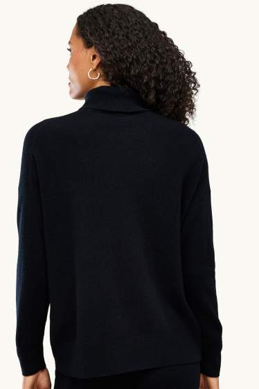 Femmes - Pull à col roulé en cachemire - noir