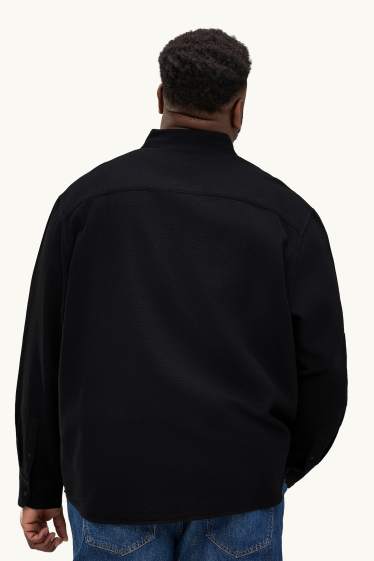 Hommes - Chemise - regular fit - col kent - finition texturée - noir
