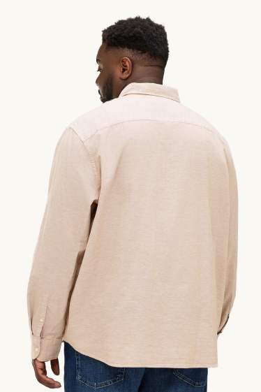Hommes - Chemise - regular fit - col button down - beige