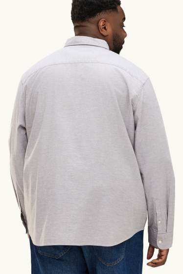 Hommes - Chemise - regular fit - col button down - gris clair