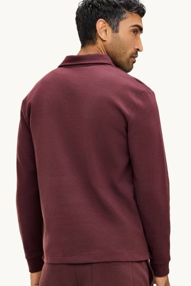 Bărbați - Tricou polo cu mânecă lungă - bordo
