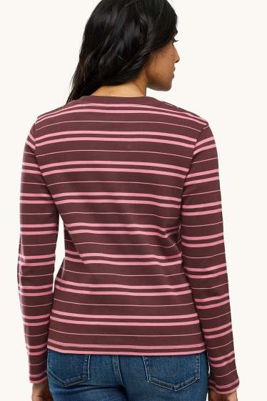 Damen - Langarmshirt - Regular Fit - gestreift - braun