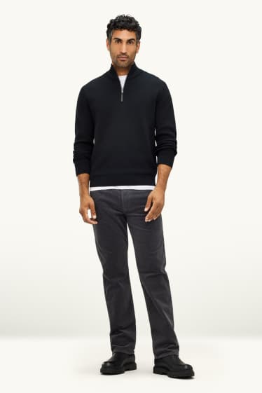 Men - Corduroy trousers - straight fit - denim-dark gray