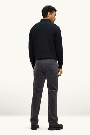 Men - Corduroy trousers - straight fit - denim-dark gray