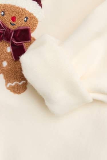 Baby Mädchen - Lebkuchenmännchen - Baby-Weihnachts-Sweatshirt - braun / cremeweiß