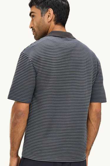 Pánské - Polokošile - relaxed fit - pruhovaná - modrá/tmavošedá