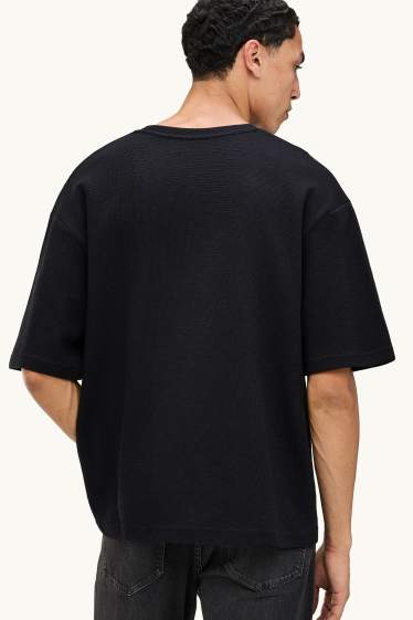 Uomo - T-shirt - oversize - tessuto tramato - nero