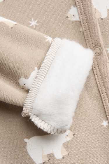 Unisex - Os polar i estrelles - pijama per a nadó - interior de pelfa - beix