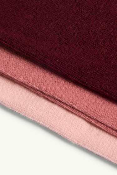 Enfants filles - Lot de 3 paires - collants - rose / rouge foncé