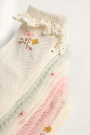 Baby Mädchen - Multipack 5er - Blümchen - Baby-Socken - cremefarben