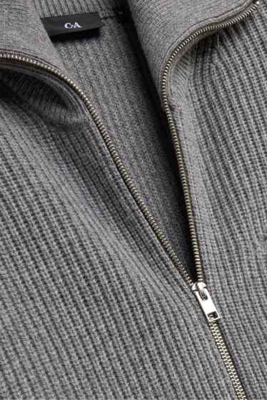 Hommes - Gilet en maille - finition côtelée - gris