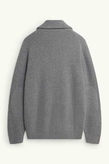 Hommes - Gilet en maille - finition côtelée - gris