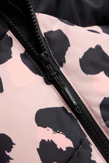 Bambine - Giacca da sci con cappuccio - imbottita - idrorepellente - nero / rosa