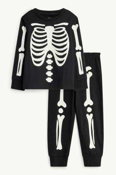 Children Boys - Halloween - skeleton - pyjamas - 2 piece - glow-in-the-dark - black