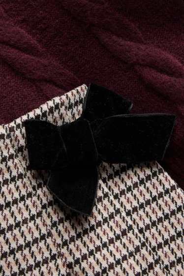 Copii - Fete - Set - pulover, fustă și dresuri - 3 piese - bordo / negru