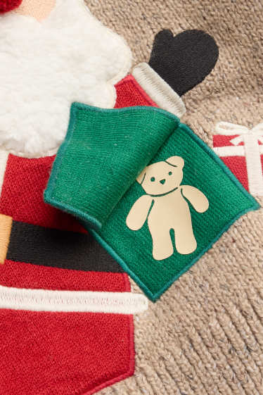 Kinder Buben - Santa - Weihnachtspullover - beige-melange