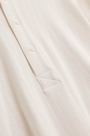 Bărbați - Tricou cu mânecă lungă - relaxed fit - structurat - alb-crem