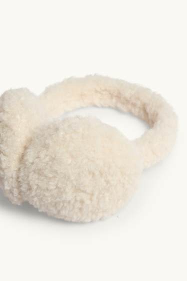 Women - Teddy fur earmuffs - cremewhite