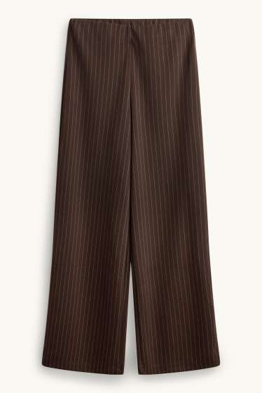 Femmes - Pantalon de jogging - fines rayures - marron