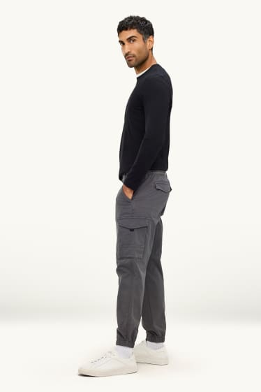 Heren - Cargobroek - tapered fit - donkergrijs