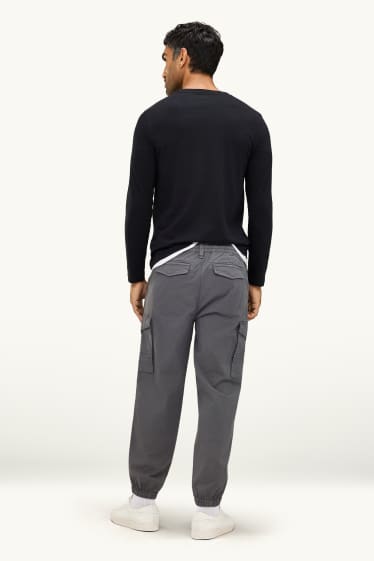 Heren - Cargobroek - tapered fit - donkergrijs