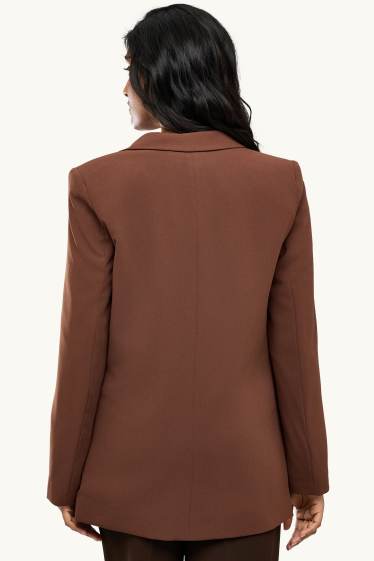 Women - Long blazer - regular fit - brown