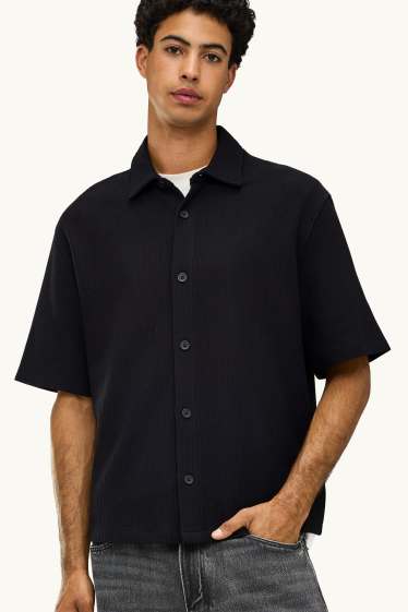Home - Camisa - relaxed fit - Kent - acanalada - negre