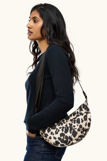 Femmes - Sac à bandoulière - imprimé léopard - noir / beige