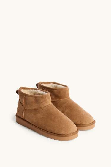 Damen - Ankle Boots - Velourslederimitat - braun