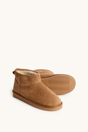 Damen - Ankle Boots - Velourslederimitat - braun