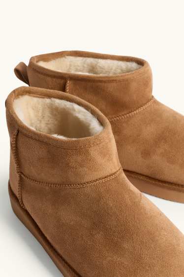 Damen - Ankle Boots - Velourslederimitat - braun