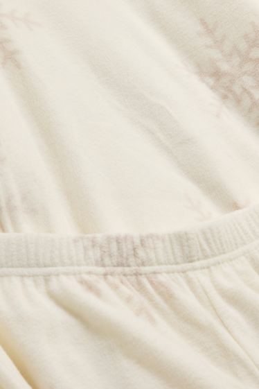 Femei - Pijama de fleece - cu model - alb-crem
