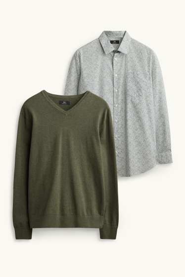 Home - Conjunt - jersei i camisa formal - 2 peces - verd