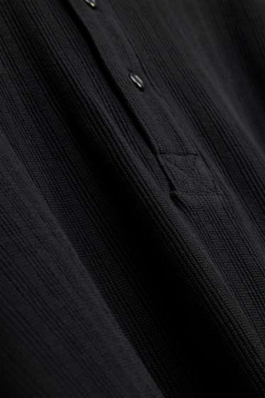 Heren - Longsleeve - relaxed fit - met structuur - zwart