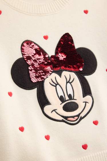 Copii - Fete - Minnie Mouse - pulover - aspect lucios - roșu / alb-crem