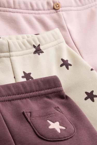 Bébés filles - Lot de 3 - petites étoiles - leggings bébé - marron / rose
